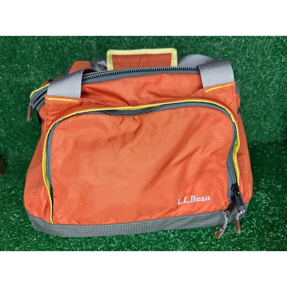 LL Bean Orange Fishing Bag And Cooler On top Duffle Bag Weekender